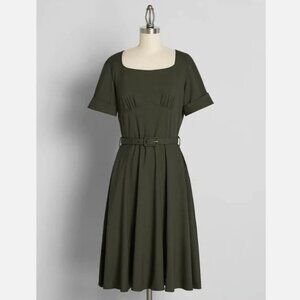 Voodoo Vixen Dress, Olive Green, Medium (UK 10, US 6, EU 38) (Modcloth)